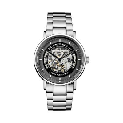 Men's silver skeleton watch